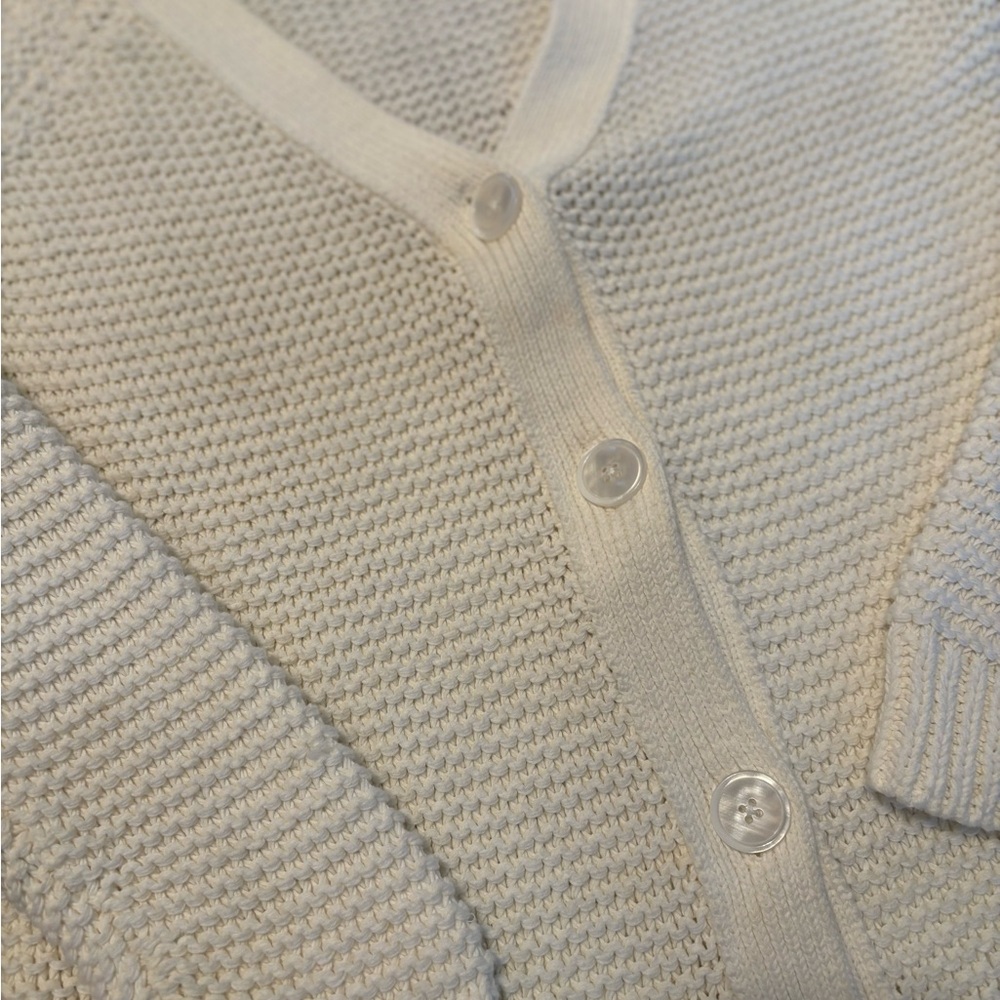 Talbots Ivory Chunky Knit Button-Up Cardigan Coastal Grandma Sweater Size Small. - Picture 3 of 8
